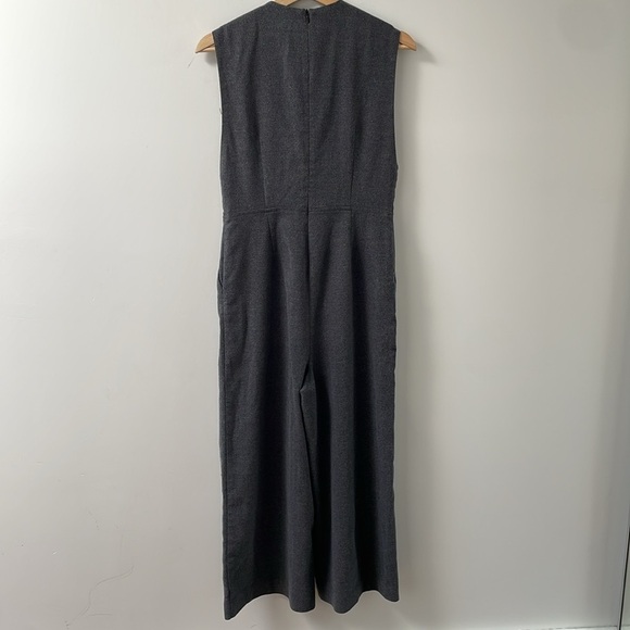 Oak & Fort herringbone tweed jumpsuit XS gray sleeveless wide leg pant suit - Picture 7 of 16